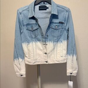 Calvin Klein Women's Ombre Blue and White Jean‎ Jacket